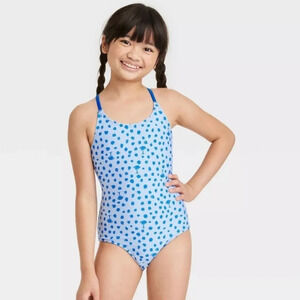 NWT Cat & Jack Girl's Sea Tropic 1 PC Swimsuit XS 4/5
